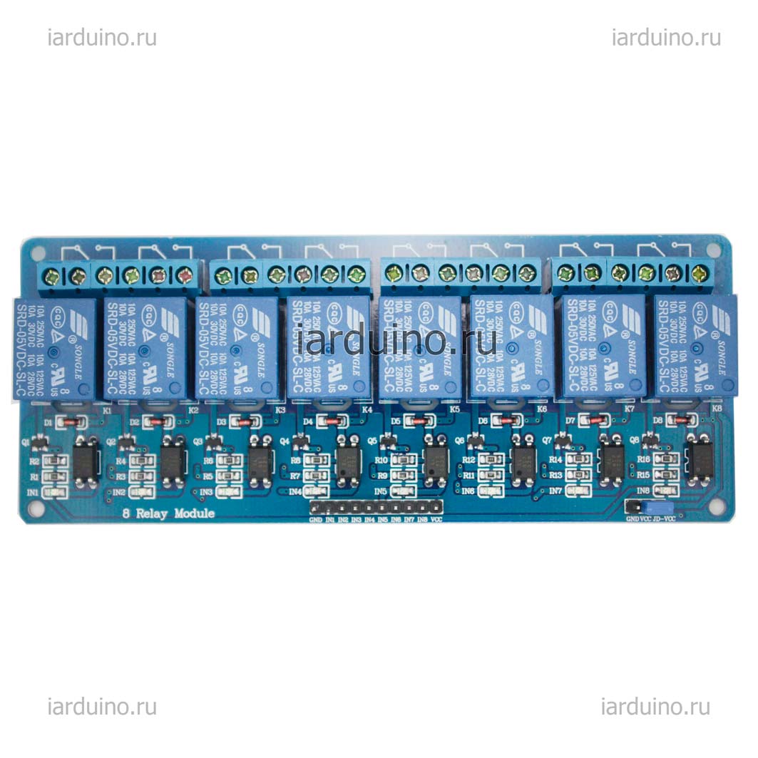   Реле электромеханическое ДО 250V 10 А. 8- канал 5V для Arduino ардуино