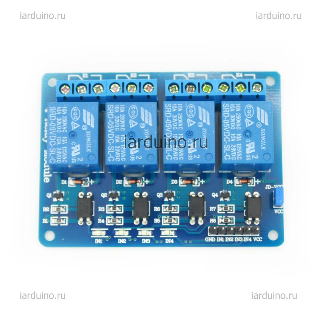   Реле электромеханическое ДО 250V 10 А. 4- канал 5V для Arduino ардуино