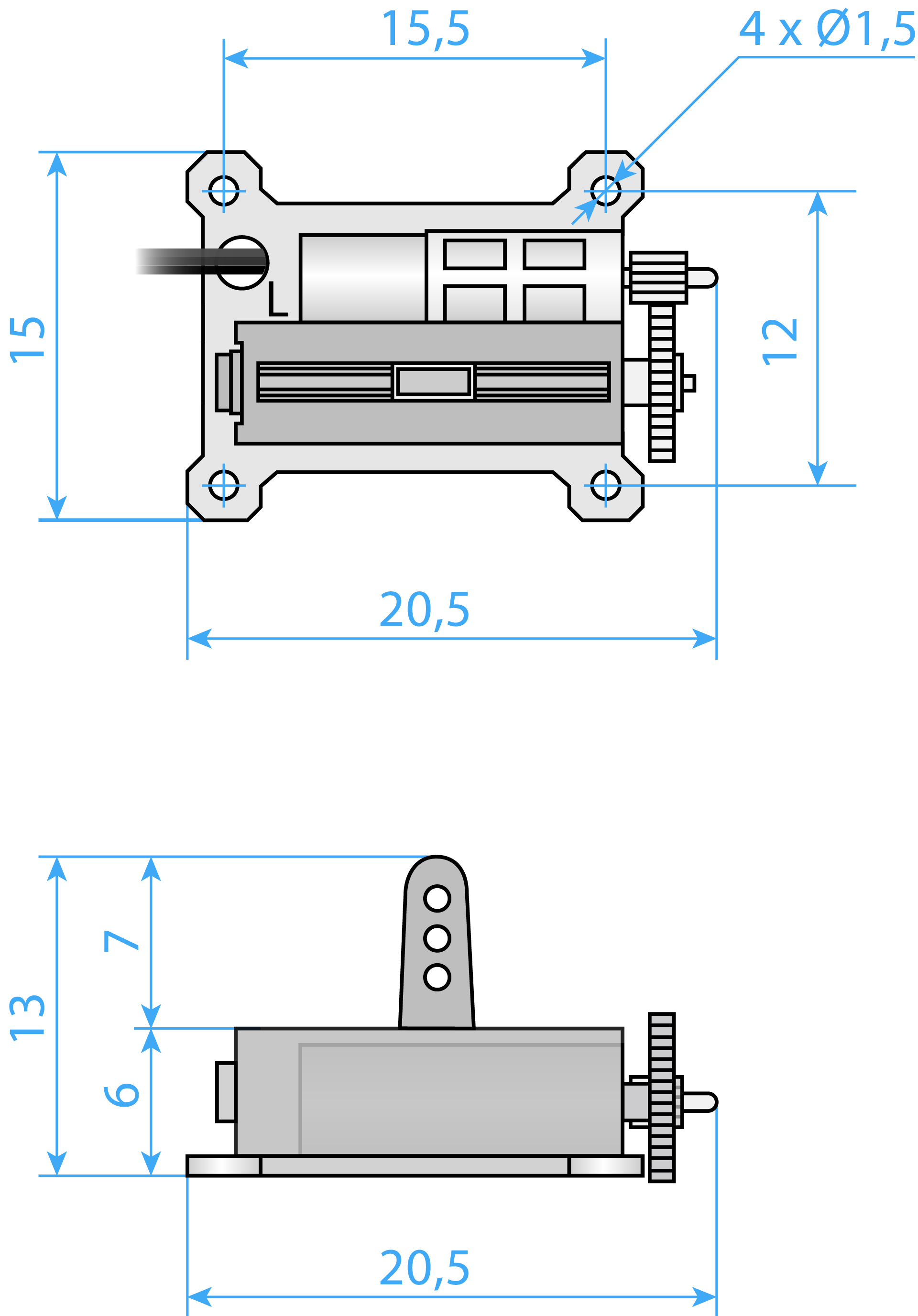 Servo Linear Micro GS1502 Dimensions 1