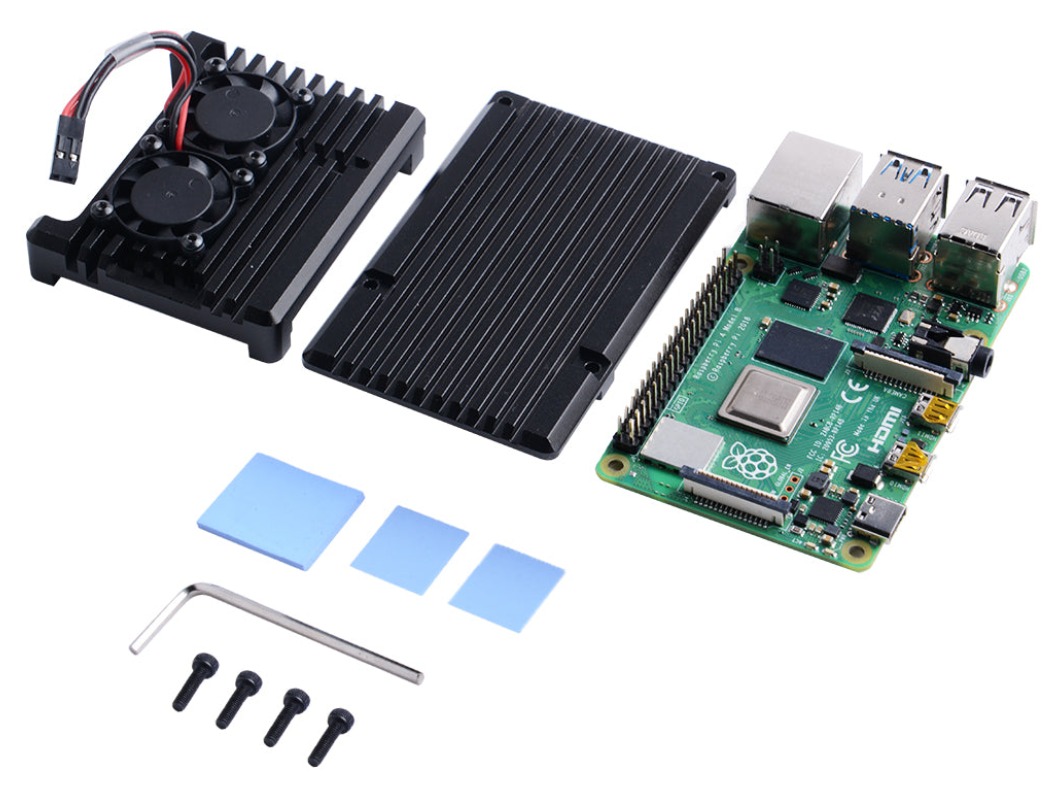 Корпус алюминиевый с двумя вентиляторами для Raspberry Pi 4 (Armor Case) для Arduino ардуино