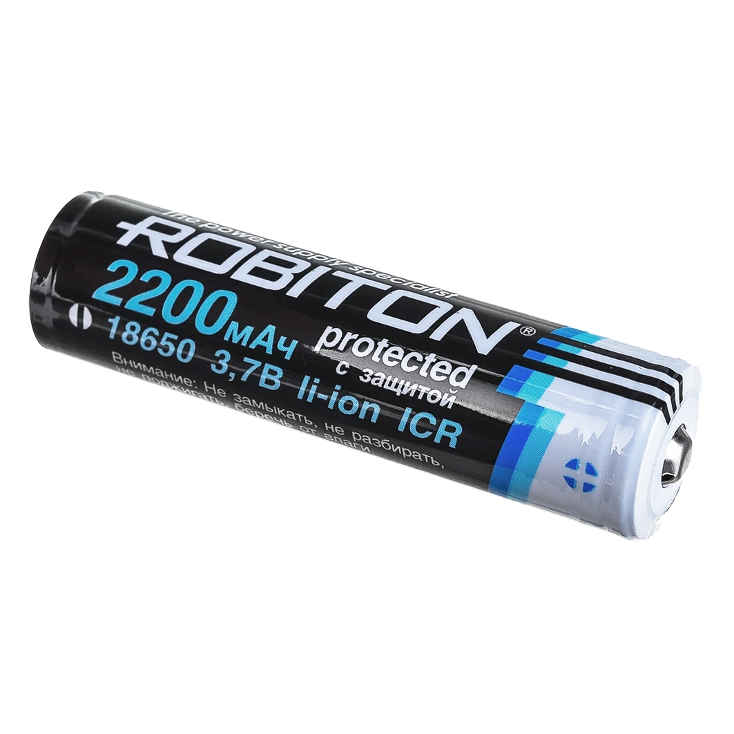  Аккумулятор Robiton 18650 Li-ion (3,7 В / 2200 м·Ач / С защитой) для Arduino ардуино