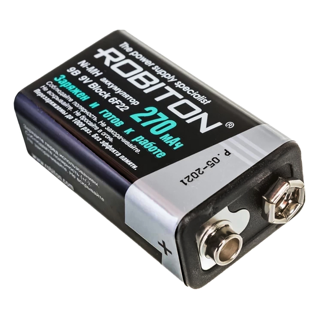  Аккумулятор Robiton Крона Ni-MH (9 В / 270 м·Ач) для Arduino ардуино