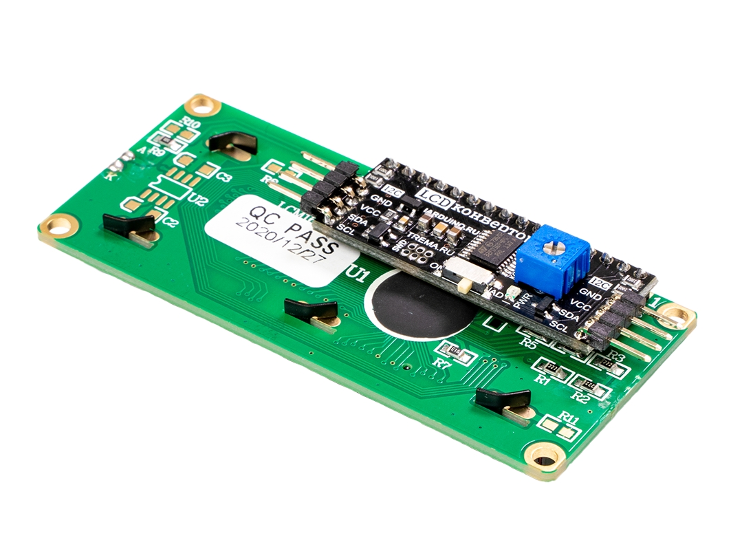  Символьный дисплей LCD1601 I²C (Зелёная подсветка) для Arduino ардуино