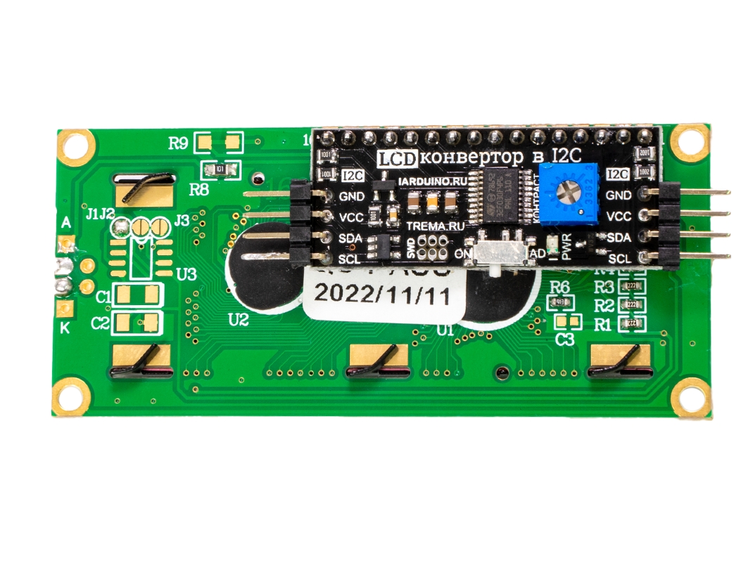  Символьный дисплей LCD1602 I²C (Синяя подсветка) для Arduino ардуино