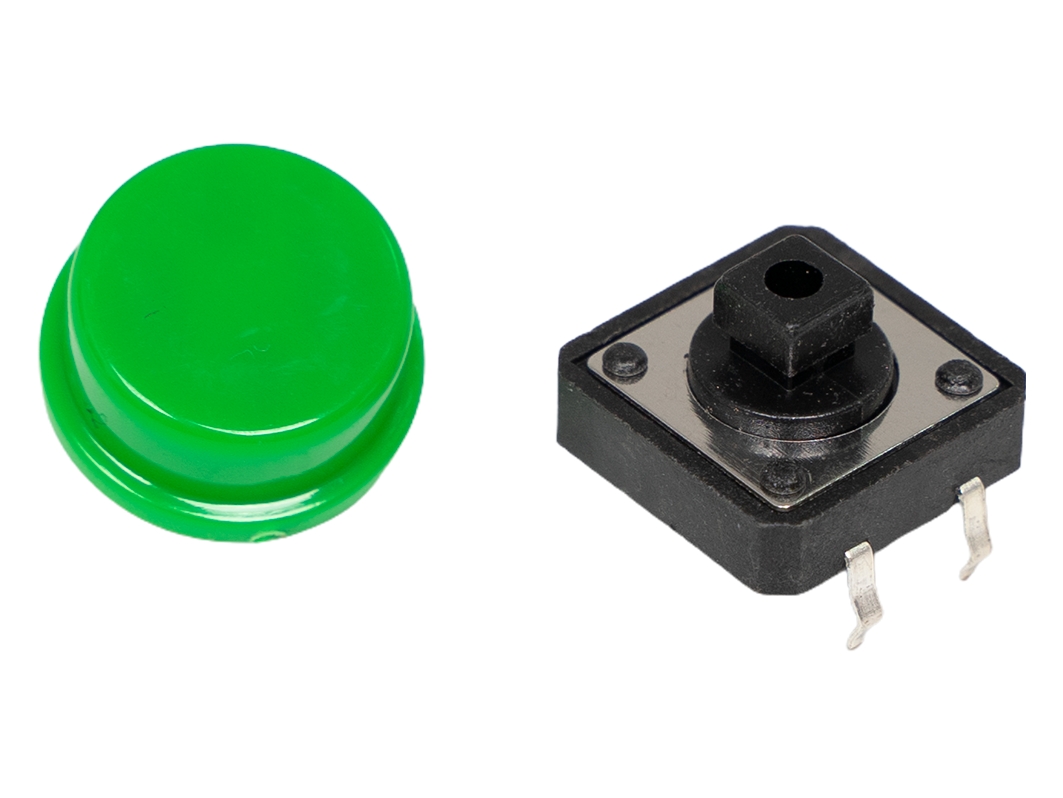  Кнопка тактовая с колпачком (Зелёная) для Arduino ардуино