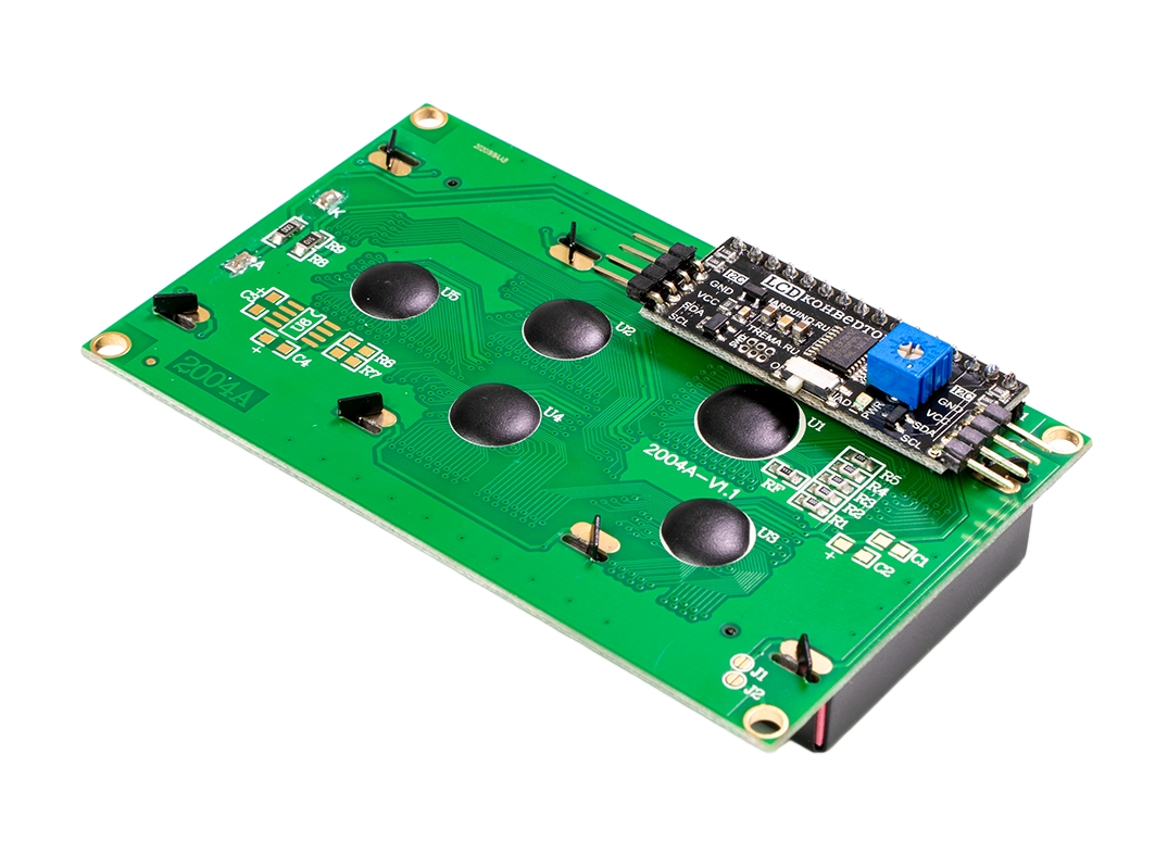  Символьный дисплей LCD2004 I²C (Зелёная подсветка) для Arduino ардуино