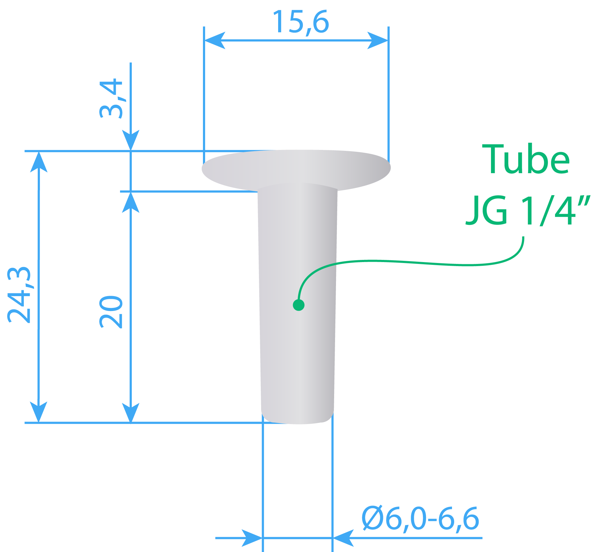 Connector Plug (Tube JG 1/4”) Dimensions