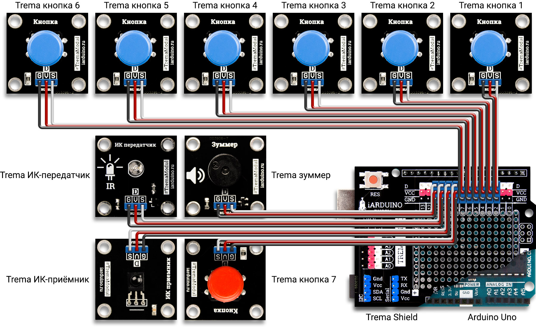 Схема подключения универсального ИК-пульта к Arduino