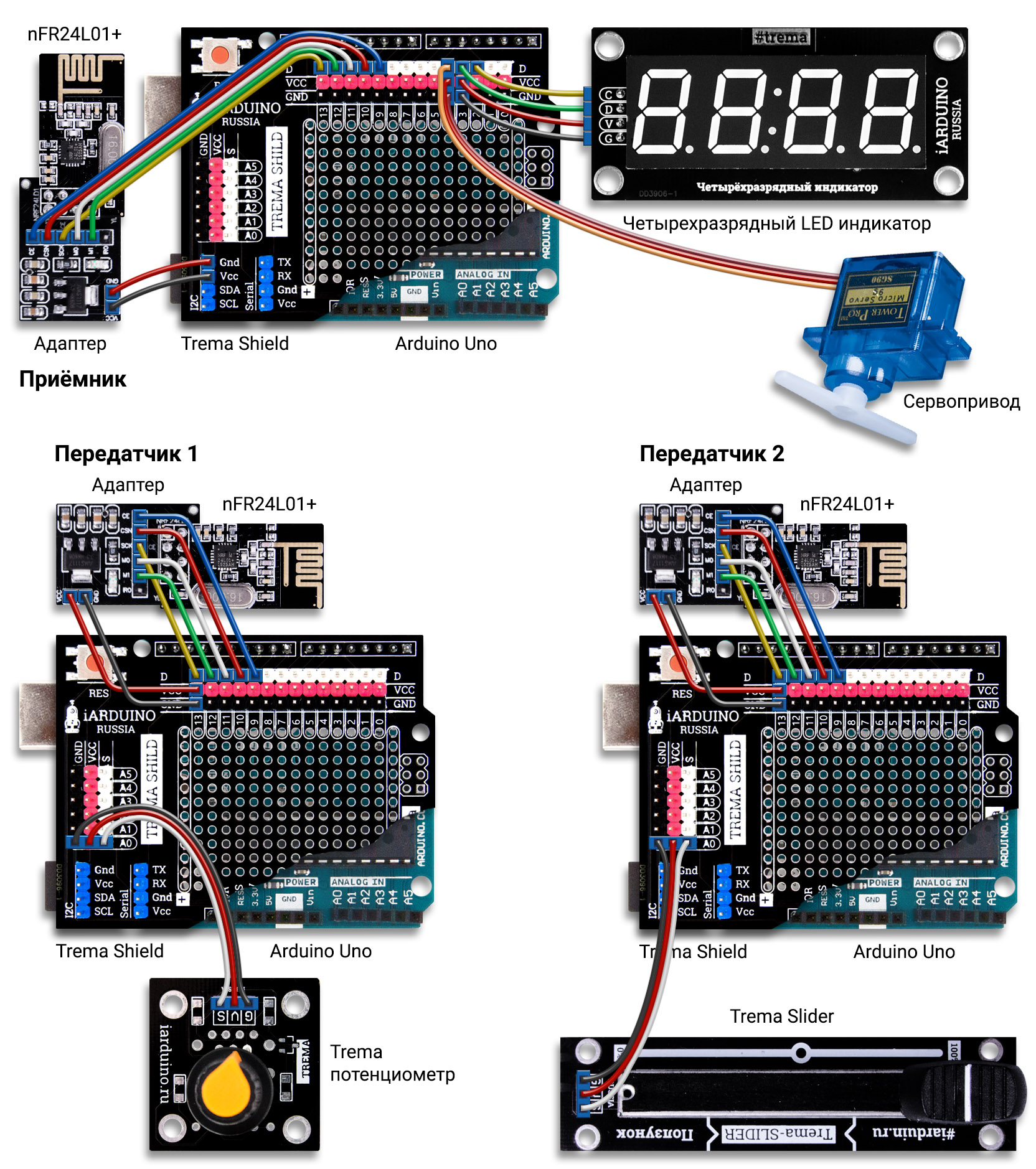 Схема соединения нескольких arduino по радиоканалу