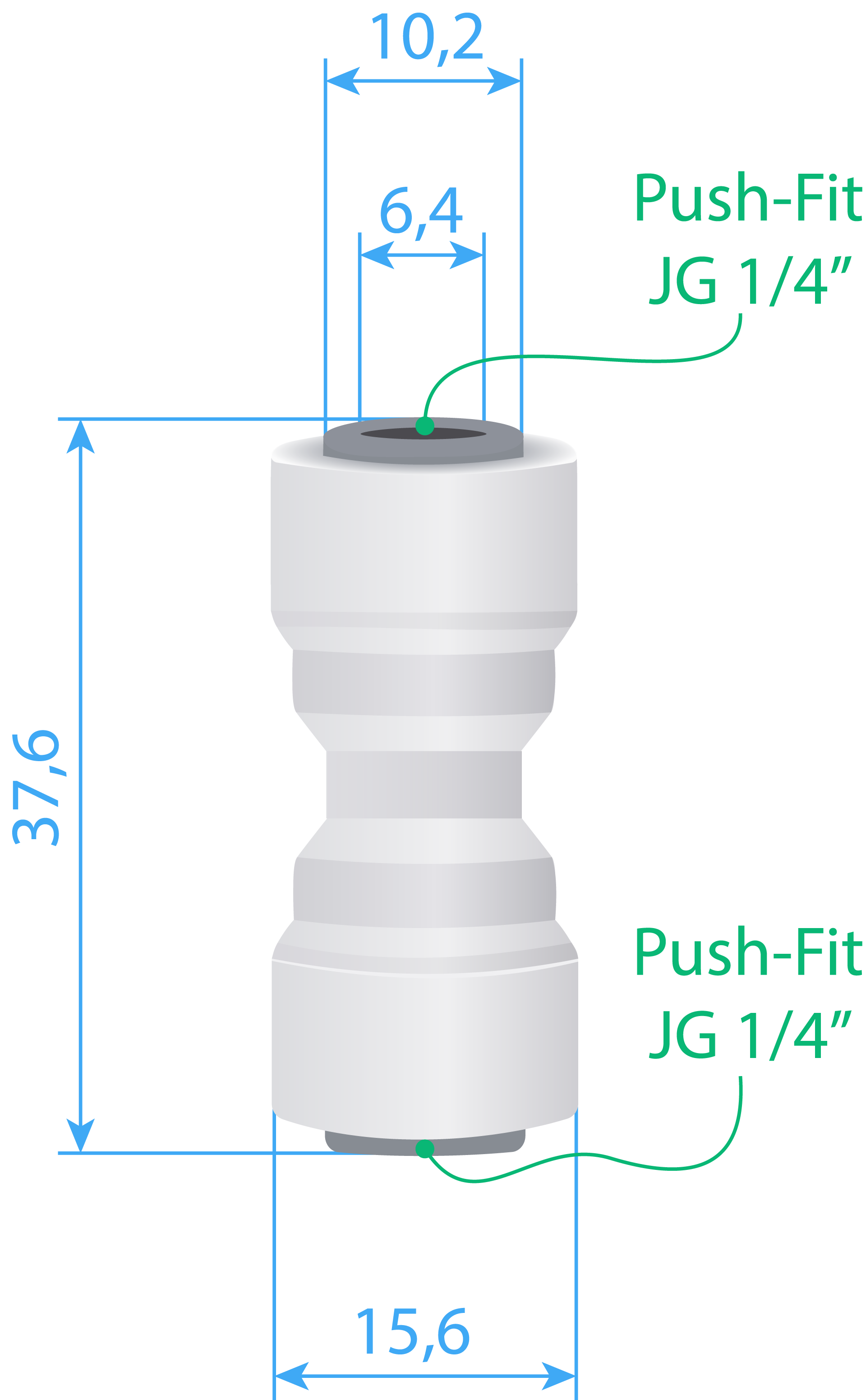 Connector Type-I (PF JG 1/4” – PF JG 1/4”) Dimensions