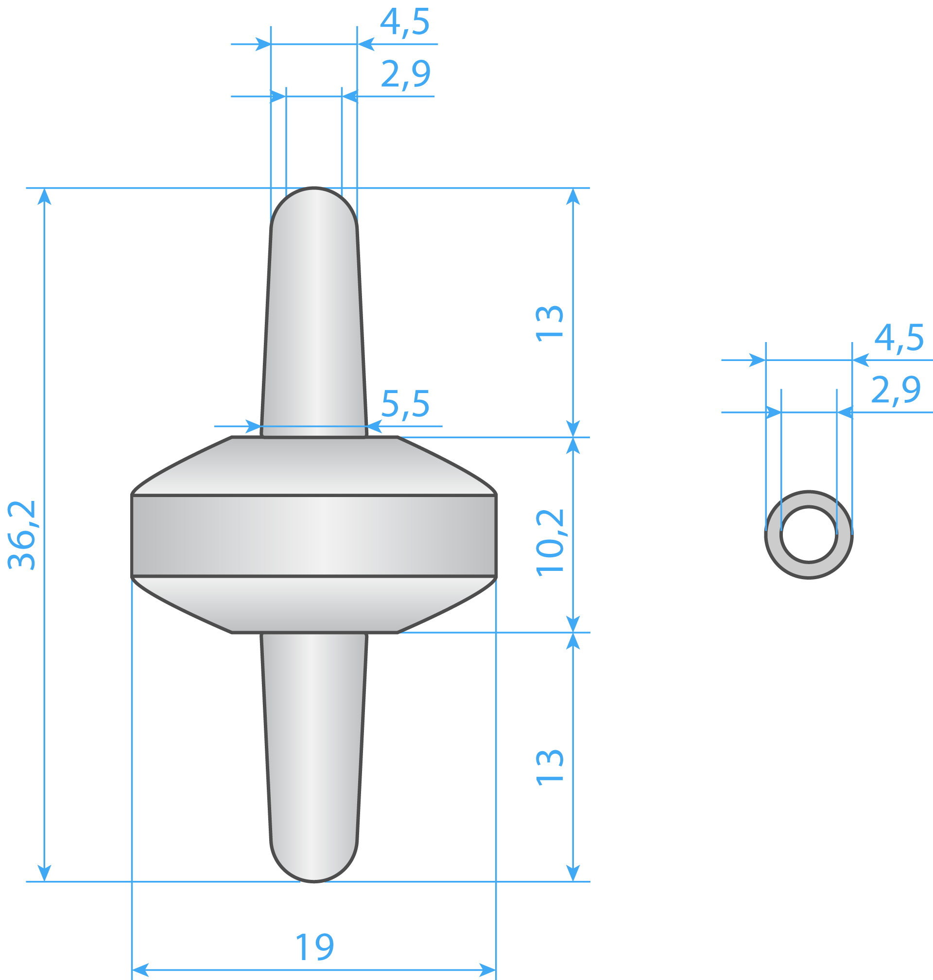 Connector Tube Type One Way 4mm Dimensions