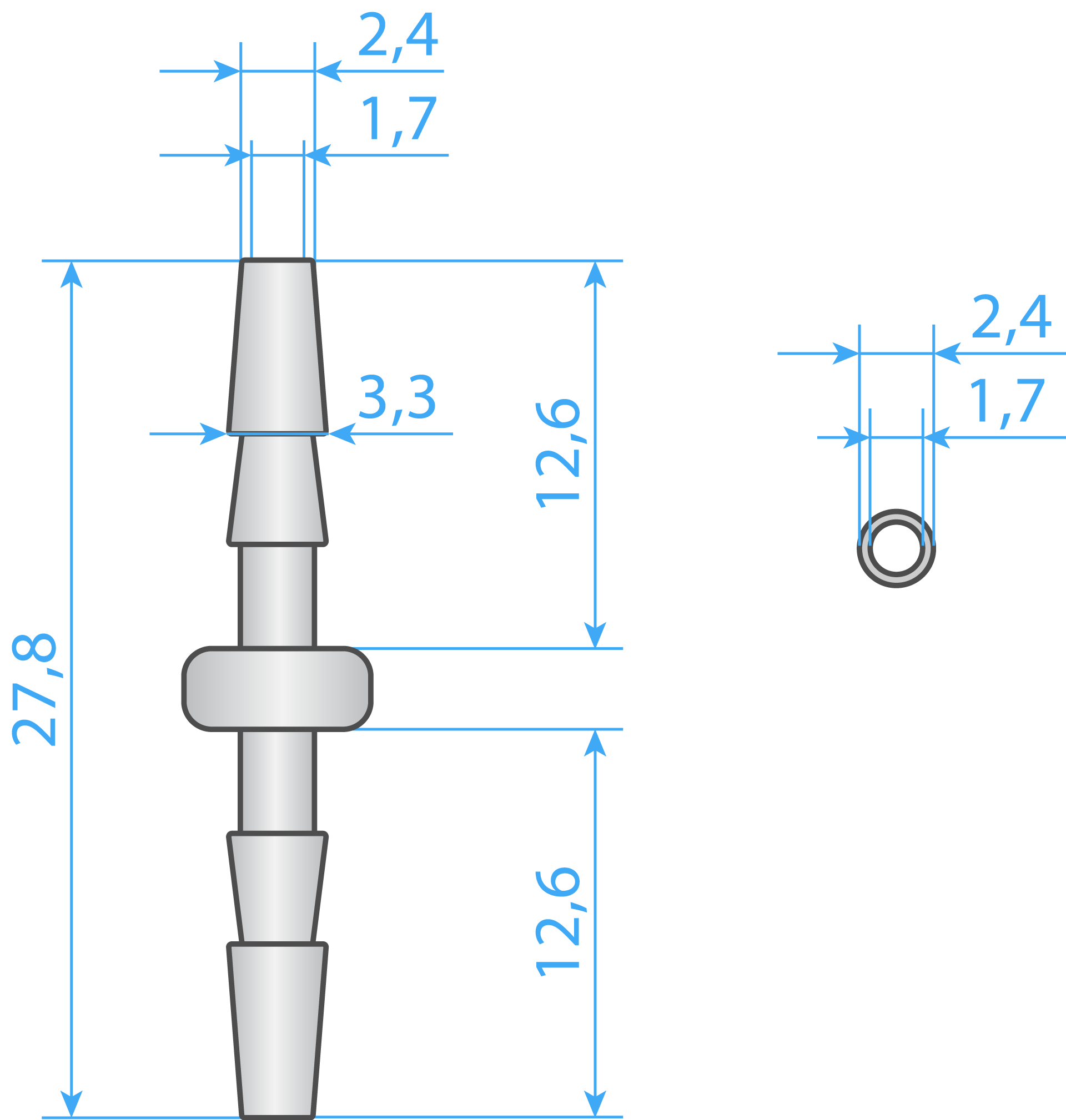 Connector Tube Type-I 2mm Dimensions